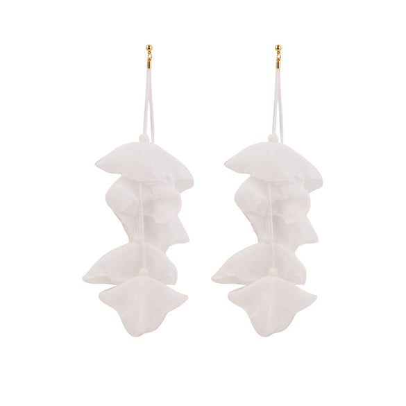 Wholesale Women's Handmade Fabric Flower Exaggerated Large Long Tassel Earrings Sweet Style
