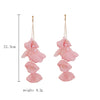 Wholesale Women's Handmade Fabric Flower Exaggerated Large Long Tassel Earrings Sweet Style