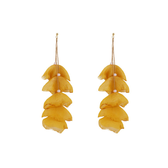 Wholesale Women's Handmade Fabric Flower Exaggerated Large Long Tassel Earrings Sweet Style