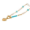 Wholesale Women's Handmade Freshwater Pearl And Titanium Steel Heartshaped Necklace And Sweater Chain