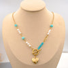 Wholesale Women's Handmade Freshwater Pearl And Titanium Steel Heartshaped Necklace And Sweater Chain