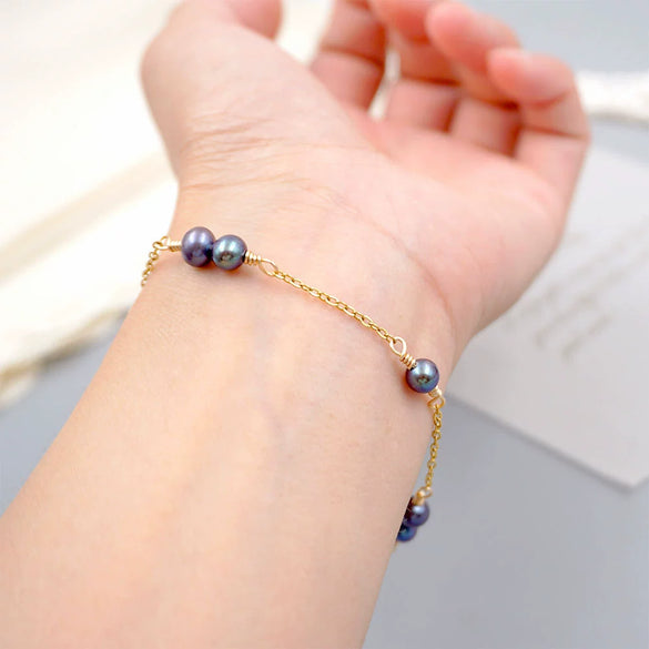 Wholesale Women's Handmade Freshwater Pearl Geometric Style Winding Bracelet