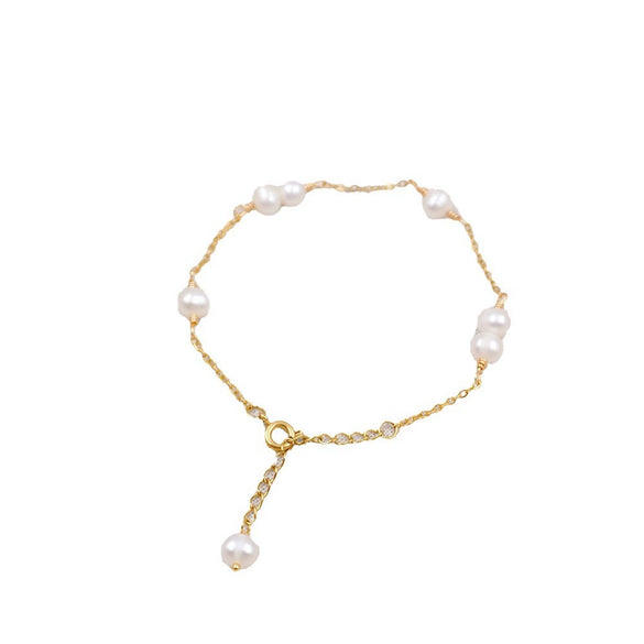 Wholesale Women's Handmade Freshwater Pearl Geometric Style Winding Bracelet