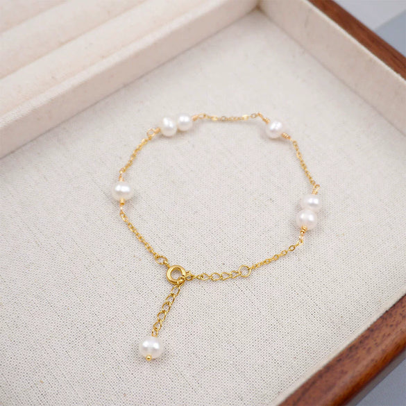 Wholesale Women's Handmade Freshwater Pearl Geometric Style Winding Bracelet