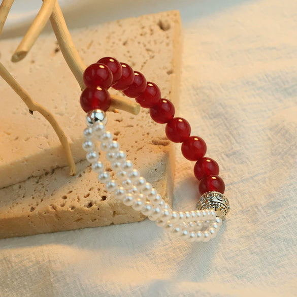 Wholesale Women's Handmade Geometric Agate Beaded Elastic Bracelet