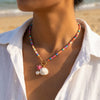 Wholesale Women's Handmade Geometric Alloy Seed Bead Necklace With Shell Conch And Starfish Pendant
