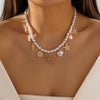 Wholesale Women's Handmade Geometric Alloy Shell Starfish Pendant Multilayered Clavicle Necklace Casual Minimalist Jewelry
