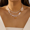 Wholesale Women's Handmade Geometric Alloy Shell Starfish Pendant Multilayered Clavicle Necklace Casual Minimalist Jewelry