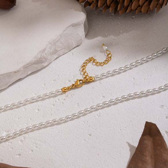 Wholesale Women's Handmade Geometric Beaded Pearl Necklace With 18K Real Gold Plating In Palace And Minimalist Style