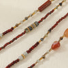 Wholesale Women's Handmade Geometric Czech Beads Red Agate Red Stone Copper Pendant Necklace