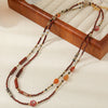 Wholesale Women's Handmade Geometric Czech Beads Red Agate Red Stone Copper Pendant Necklace