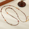 Wholesale Women's Handmade Geometric Czech Beads Red Agate Red Stone Copper Pendant Necklace