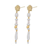 Wholesale Women's Handmade Geometric Natural Freshwater Pearl And Copper Earrings In Palace Style
