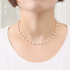 Wholesale Women's Handmade Geometric Pearl Necklace With Water Wave Chain And Real Gold Plating