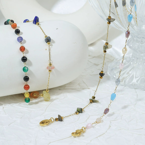 Wholesale Women's Handmade Geometric Stainless Steel Crystal Beaded Bracelet Jewelry