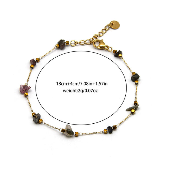 Wholesale Women's Handmade Geometric Stainless Steel Crystal Beaded Bracelet Jewelry