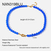 Wholesale Women's Handmade Geometric Stainless Steel Necklace With Rainbow Cat's Eye Glass Beads And Natural Stone Chain Clavicle Chain Jewelry