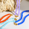Wholesale Women's Handmade Geometric Stainless Steel Necklace With Rainbow Cat's Eye Glass Beads And Natural Stone Chain Clavicle Chain Jewelry