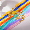 Wholesale Women's Handmade Geometric Stainless Steel Necklace With Rainbow Cat's Eye Glass Beads And Natural Stone Chain Clavicle Chain Jewelry