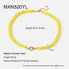 Wholesale Women's Handmade Geometric Stainless Steel Necklace With Rainbow Cat's Eye Glass Beads And Natural Stone Chain Clavicle Chain Jewelry