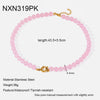 Wholesale Women's Handmade Geometric Stainless Steel Necklace With Rainbow Cat's Eye Glass Beads And Natural Stone Chain Clavicle Chain Jewelry