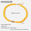 Wholesale Women's Handmade Geometric Stainless Steel Necklace With Rainbow Cat's Eye Glass Beads And Natural Stone Chain Clavicle Chain Jewelry