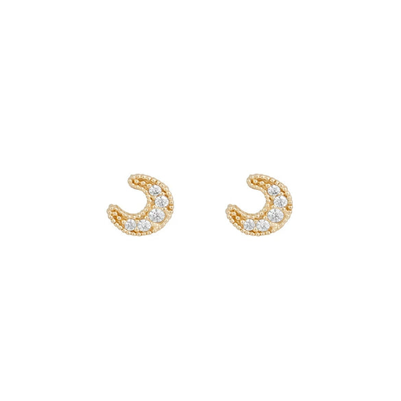 Wholesale Women's Handmade Geometric Star And Moon Earrings Copper Plated With Real Gold And Micro Inlaid Zircon