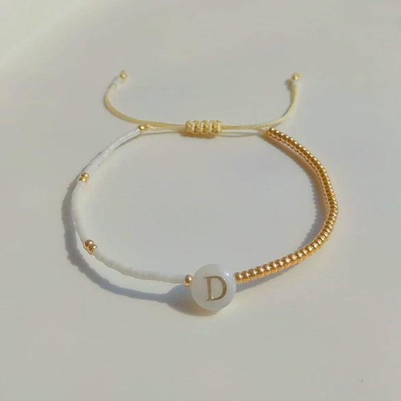 Wholesale Women's Handmade Glass Glaze Letter Geometric Beaded Bracelet