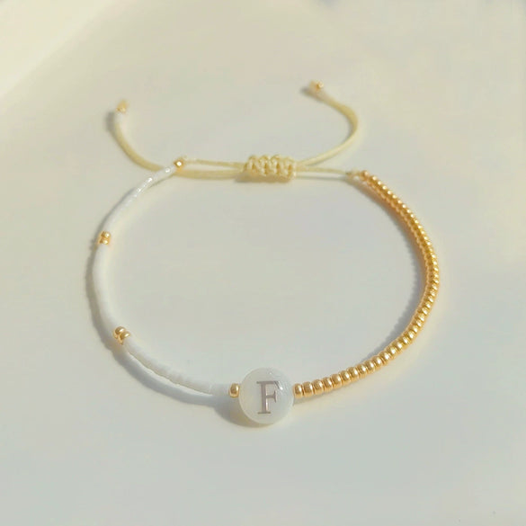Wholesale Women's Handmade Glass Glaze Letter Geometric Beaded Bracelet