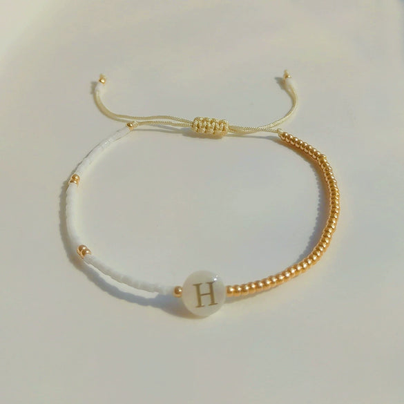 Wholesale Women's Handmade Glass Glaze Letter Geometric Beaded Bracelet