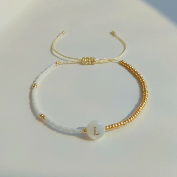 Wholesale Women's Handmade Glass Glaze Letter Geometric Beaded Bracelet