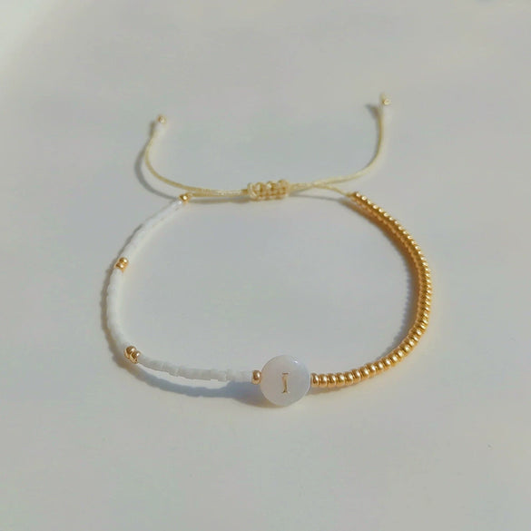 Wholesale Women's Handmade Glass Glaze Letter Geometric Beaded Bracelet