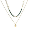 Wholesale Women's Handmade Highgrade Natural Stone Doublelayer Clavicle Chain Necklace With Geometric Pattern Titanium Steel Pendant And Electroplating Process