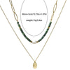 Wholesale Women's Handmade Highgrade Natural Stone Doublelayer Clavicle Chain Necklace With Geometric Pattern Titanium Steel Pendant And Electroplating Process