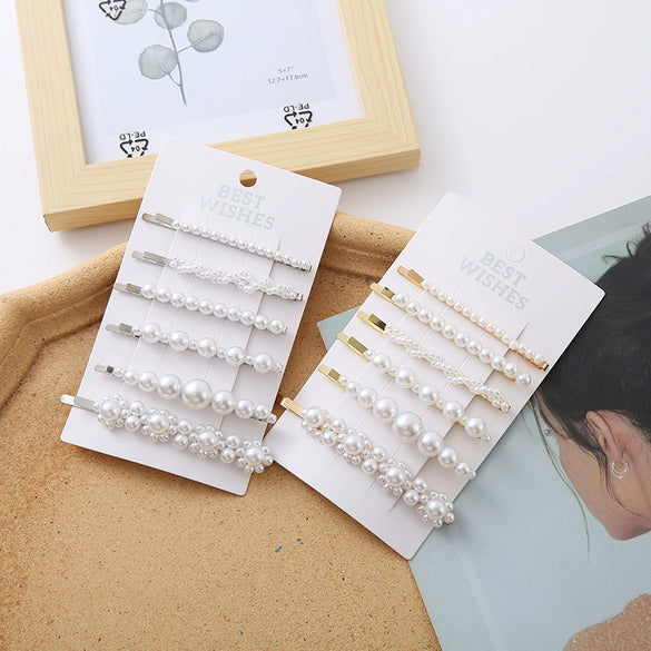 Wholesale Women's Handmade Imitation Pearl Side Clips