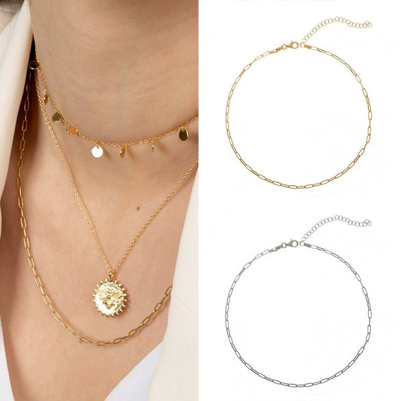 Wholesale Women's Handmade Ins Style Simple Elegant Geometric Ushaped 925 Sterling Silver Snake Bone Chain Necklace With Electroplating