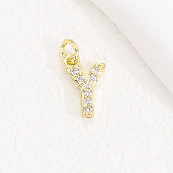 Wholesale Women's Handmade Jewelry Copper Letter Pendant Necklace With Micropaved Zircon