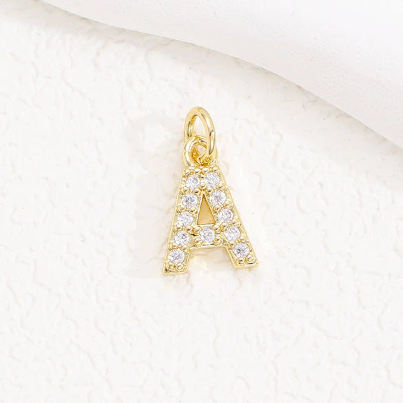 Wholesale Women's Handmade Jewelry Copper Letter Pendant Necklace With Micropaved Zircon