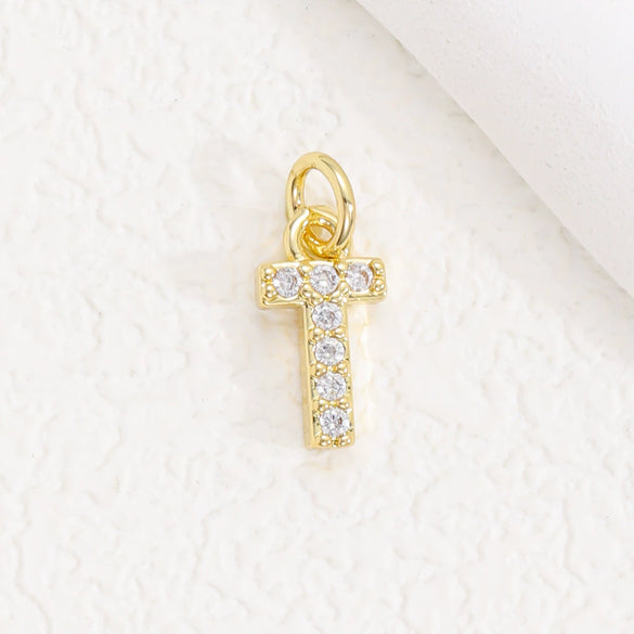 Wholesale Women's Handmade Jewelry Copper Letter Pendant Necklace With Micropaved Zircon