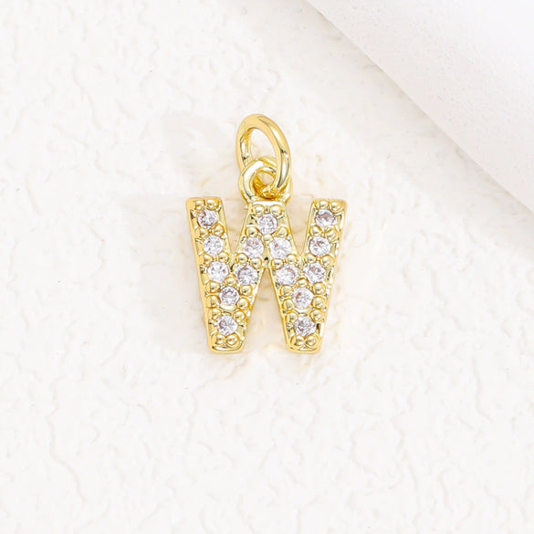 Wholesale Women's Handmade Jewelry Copper Letter Pendant Necklace With Micropaved Zircon