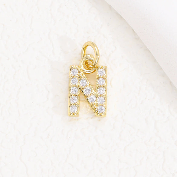 Wholesale Women's Handmade Jewelry Copper Letter Pendant Necklace With Micropaved Zircon