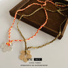 Wholesale Women's Handmade Knitting Cord Copper Flower Pendant Clavicle Chain Necklace Retro Ethnic Style