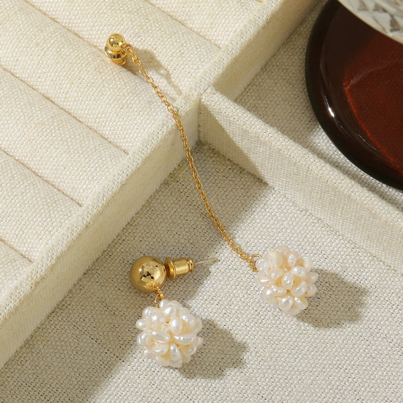 Wholesale Women's Handmade Light Luxury Geometric Pearl Earrings