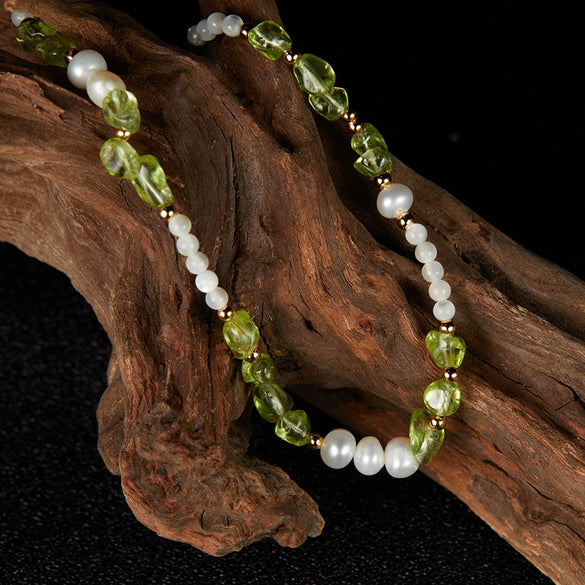 Wholesale Women's Handmade Light Luxury S925 Sterling Silver Natural Olivine Color Geometric Earrings