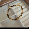Wholesale Women's Handmade Maillard Style Geometric Tiger Eye Stone Crystal Copper Resin Beaded Necklace With Pendant And Chain
