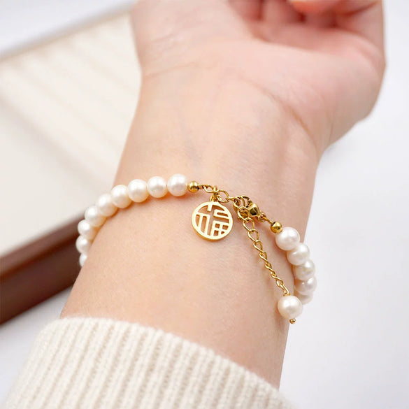 Wholesale Women's Handmade Minimalist Geometric Freshwater Pearl Bracelet