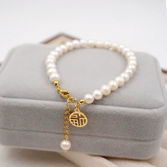 Wholesale Women's Handmade Minimalist Geometric Freshwater Pearl Bracelet