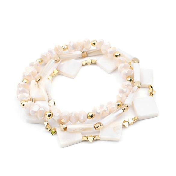 Wholesale Women's Handmade Multilayer Beaded Bracelet Shell Geometric Style