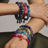 Wholesale Women's Handmade Natural Agate Beaded Elastic Cord Bracelet With Geometric Pattern Stainless Steel Material And Electroplating Processing