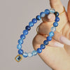 Wholesale Women's Handmade Natural Agate Beaded Elastic Cord Bracelet With Geometric Pattern Stainless Steel Material And Electroplating Processing